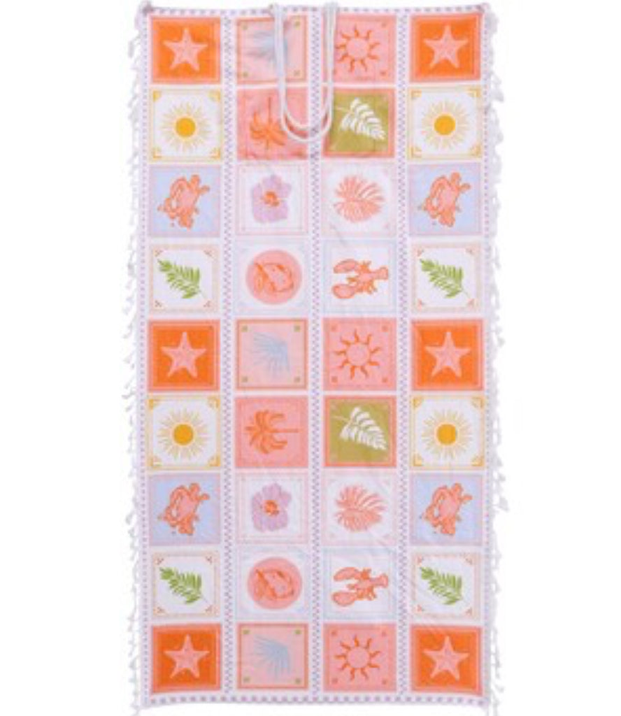 Kids Towel In Bag - Pastel Postcards