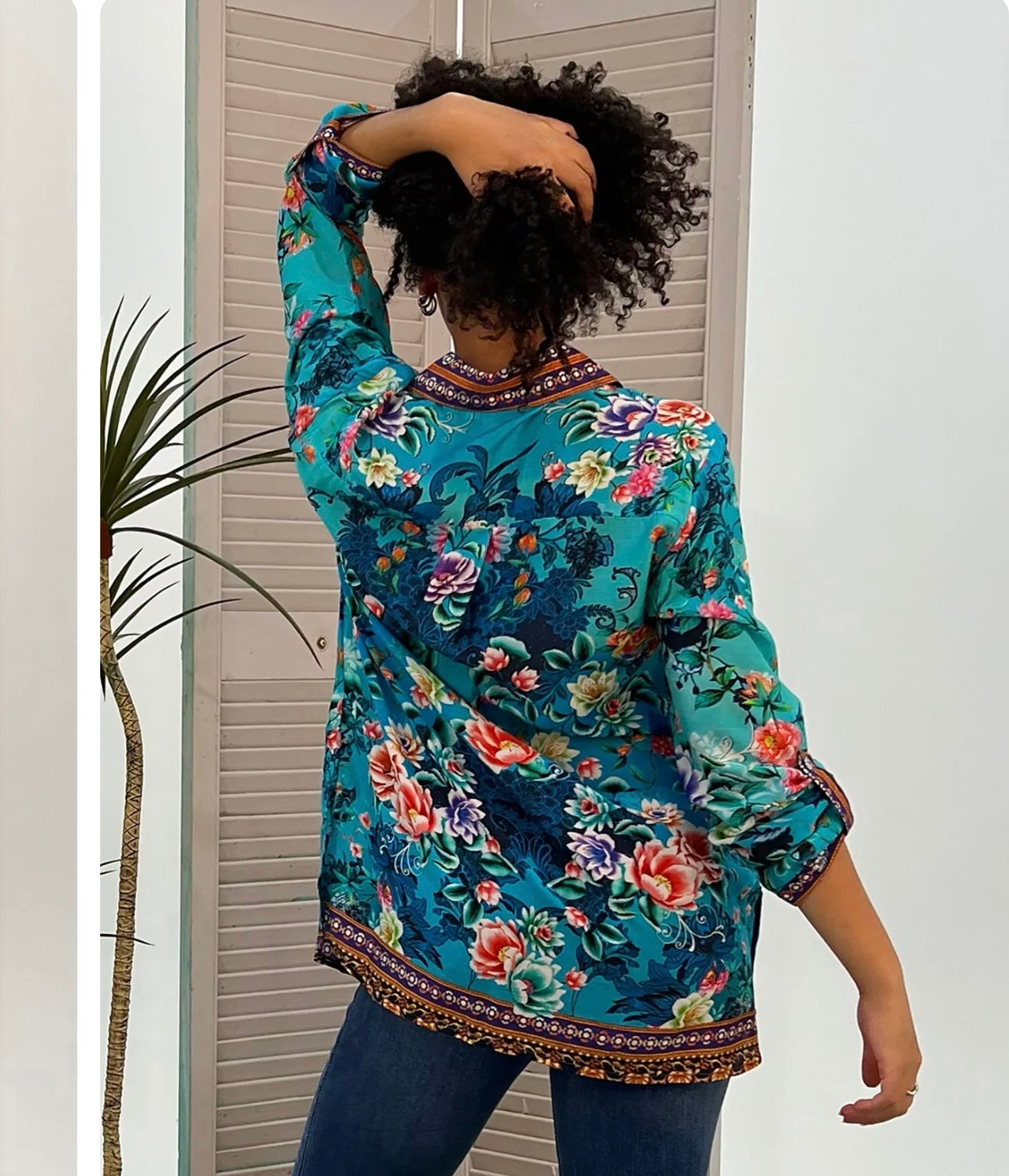 Cienna Lotus Garden Silk Shirt