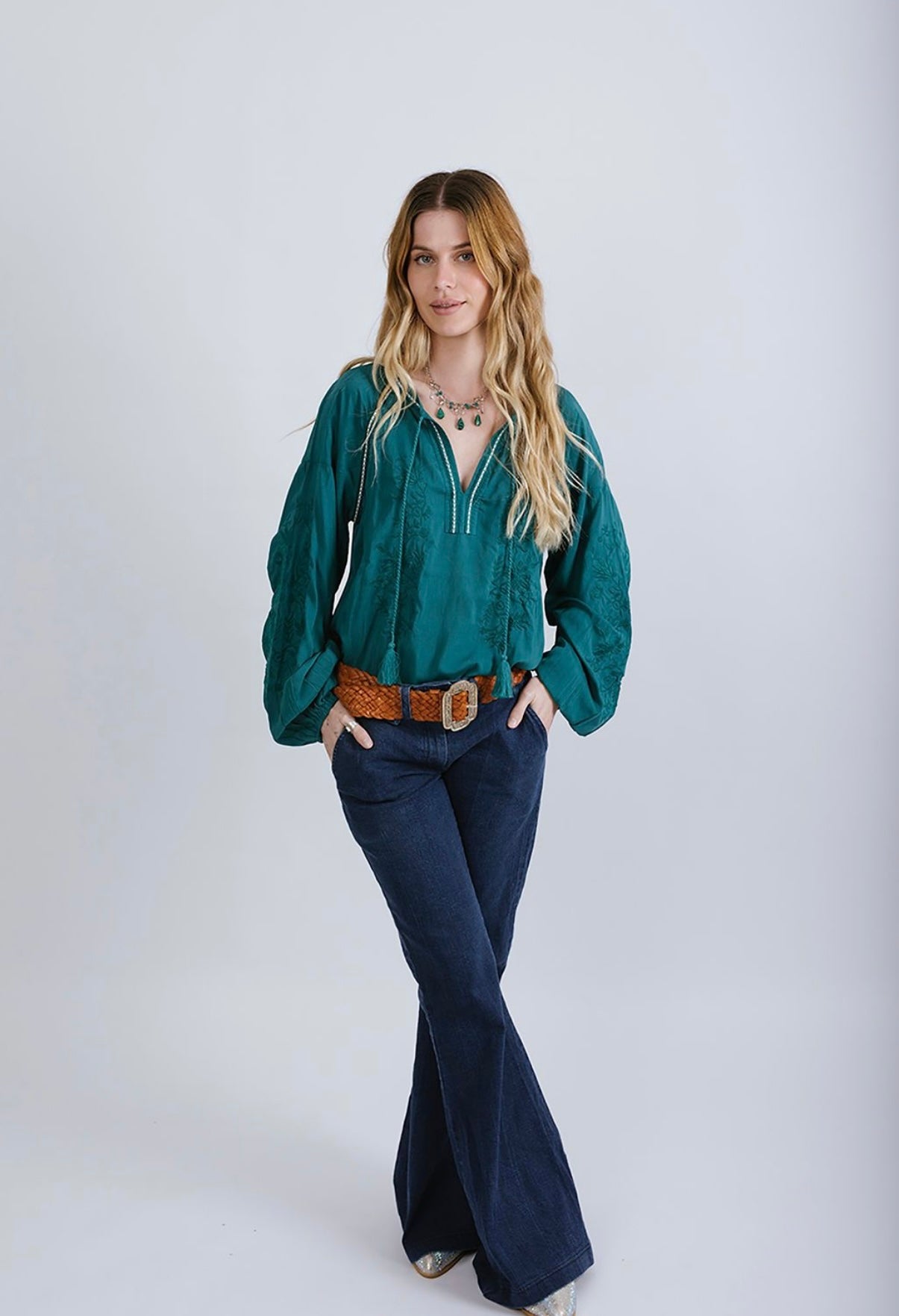 Desert Bloom Blouse - Emerald