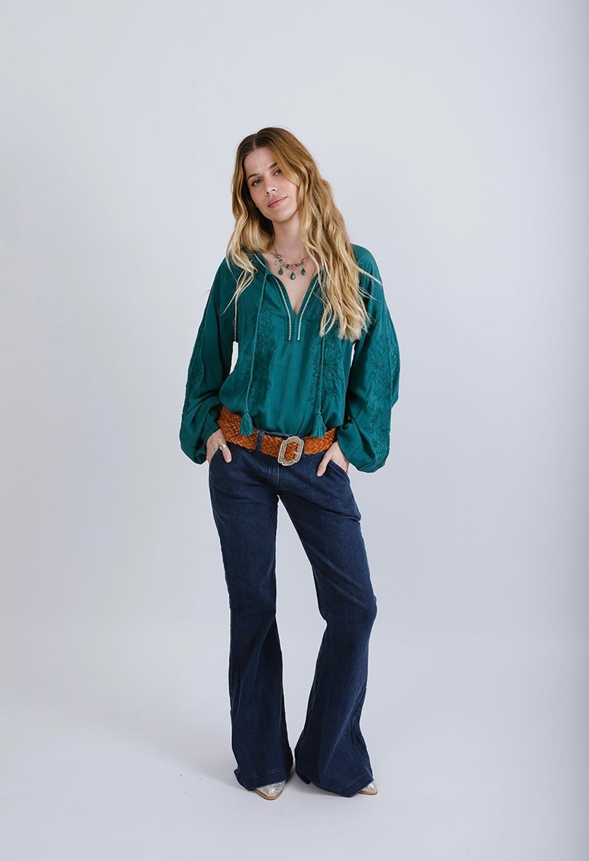 Desert Bloom Blouse - Emerald