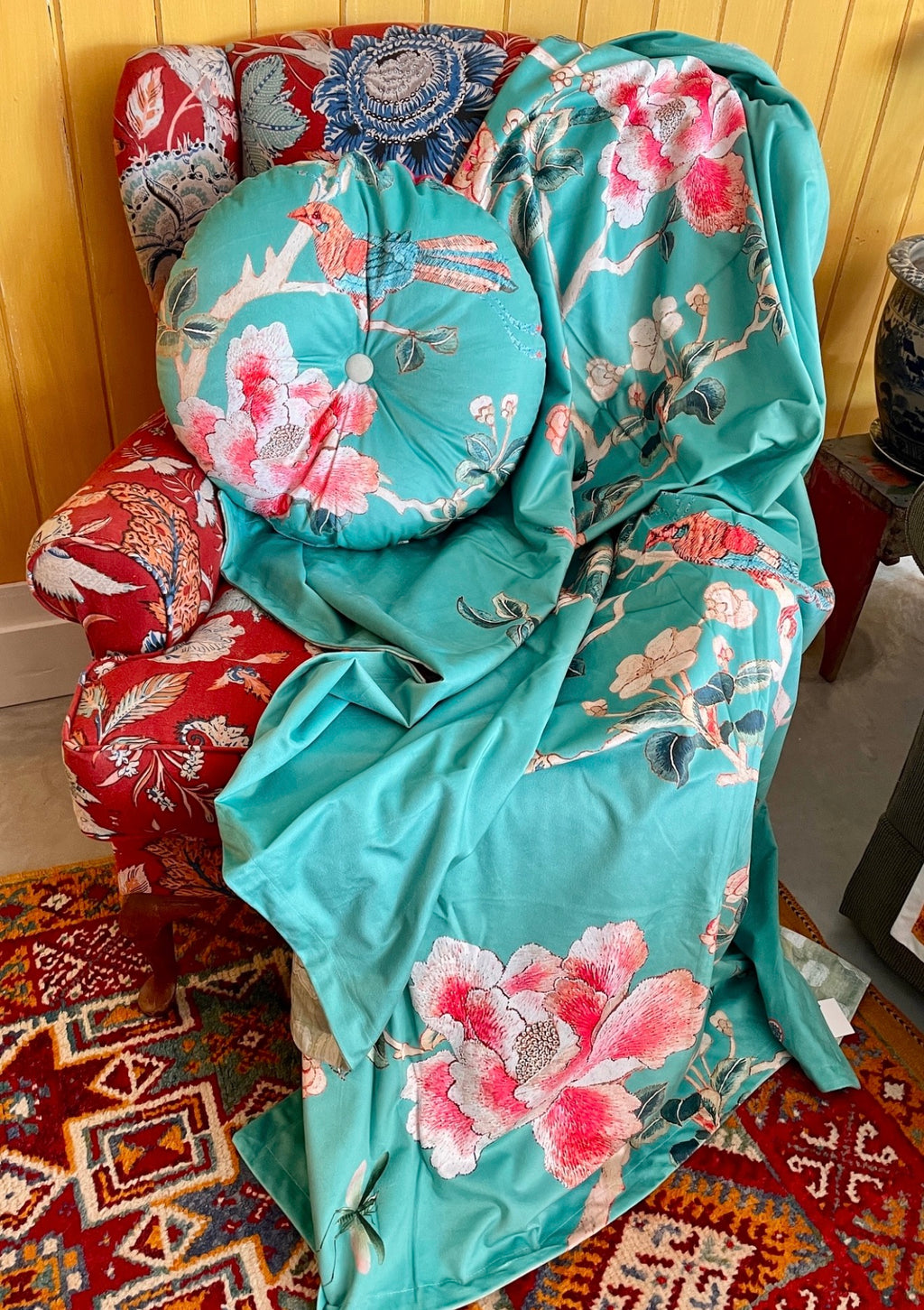 Velvet Throw - Celadon Chinoiserie