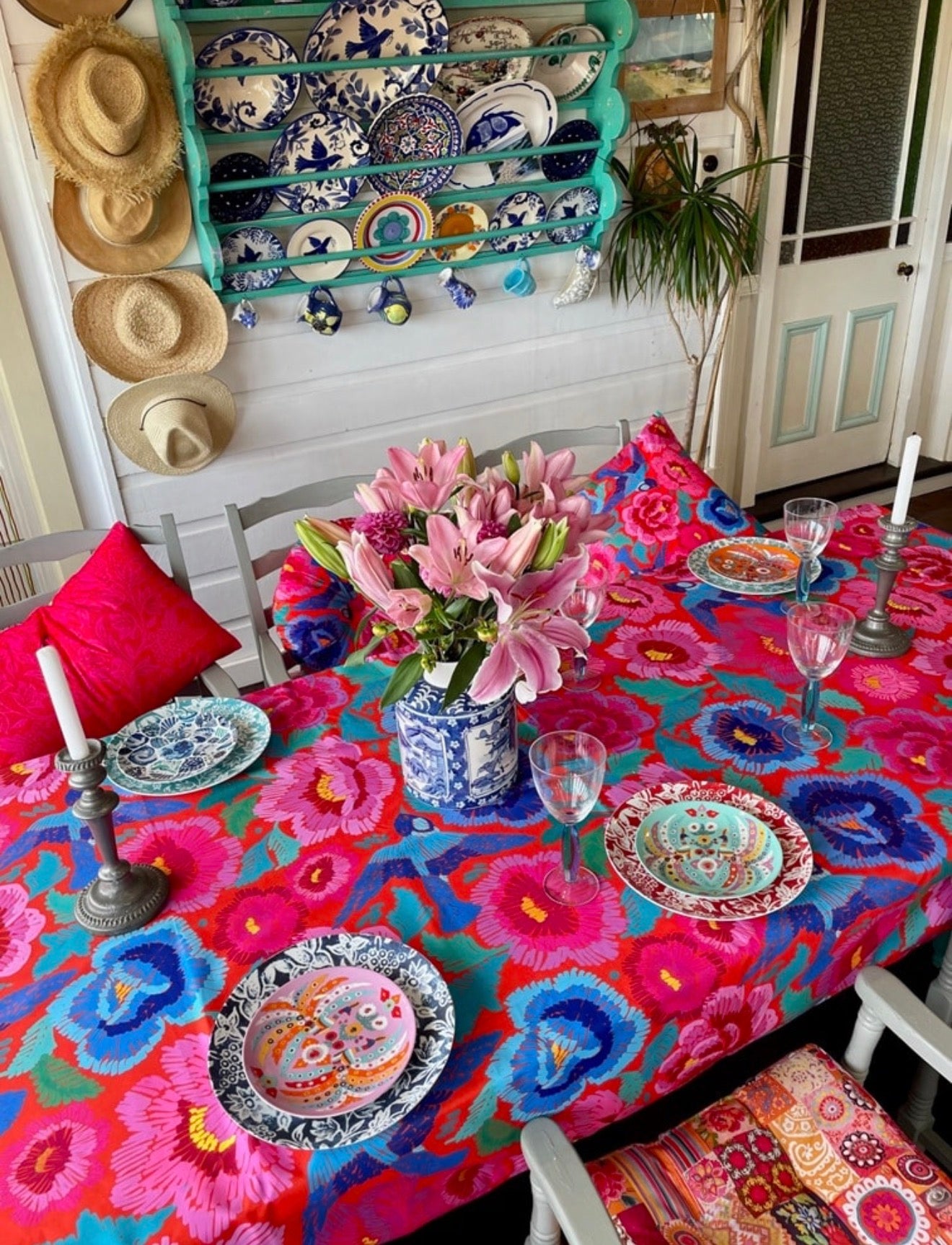 Canvas Tablecloth - Birds & Roses