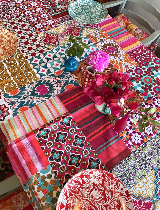 Canvas Tablecloth - Wildflower Tile