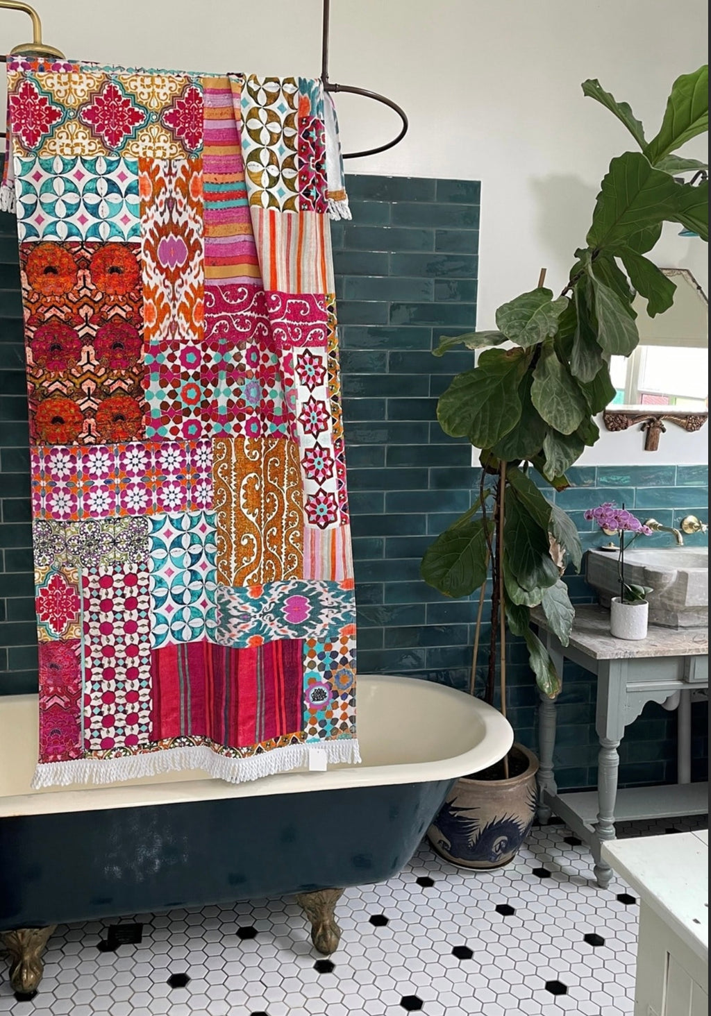 Beach Towel - Wildflower Tile