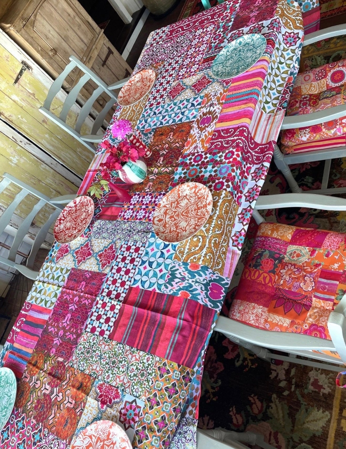 Canvas Tablecloth - Wildflower Tile