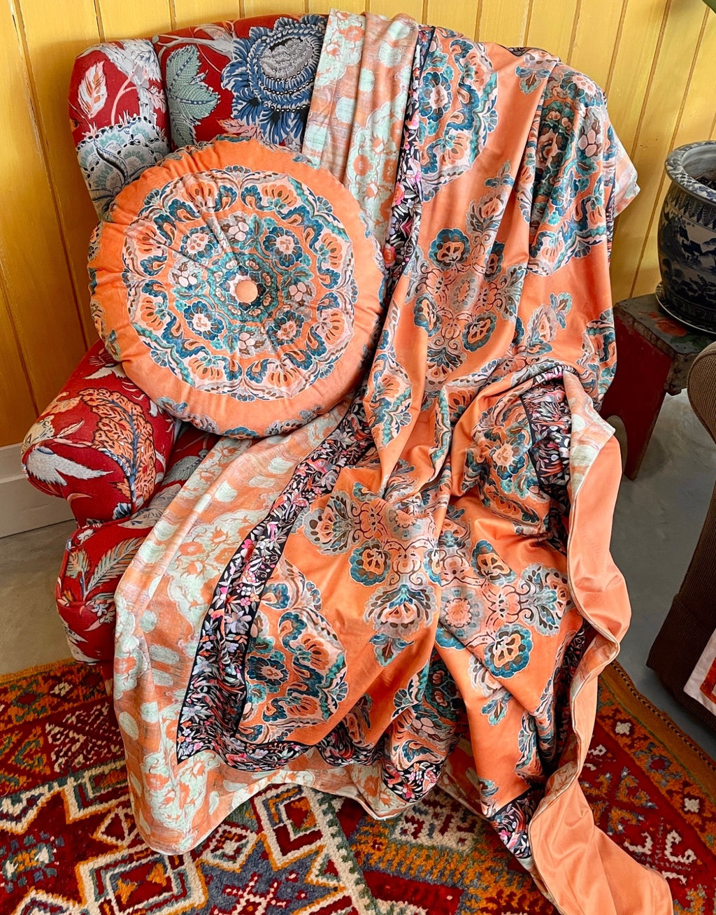 Velvet Throw - Gold Chinoiserie