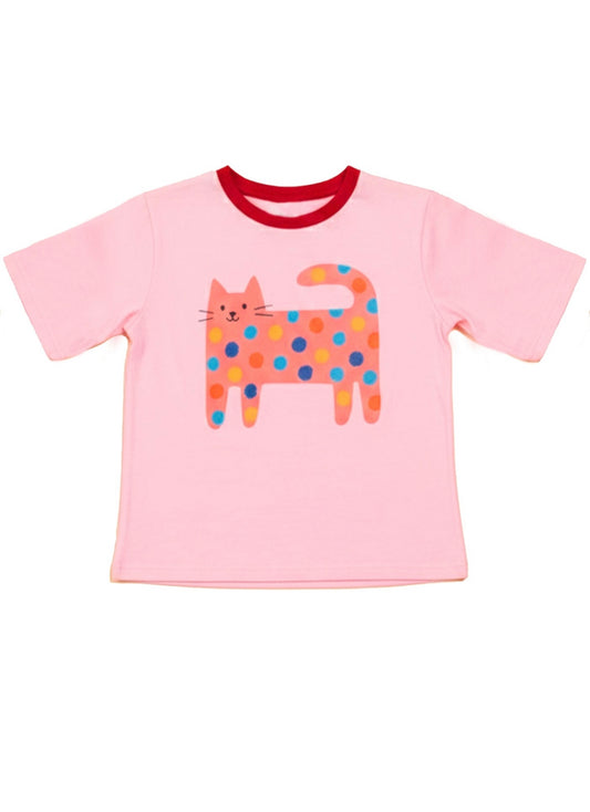 Quirky Cat Tee Pink
