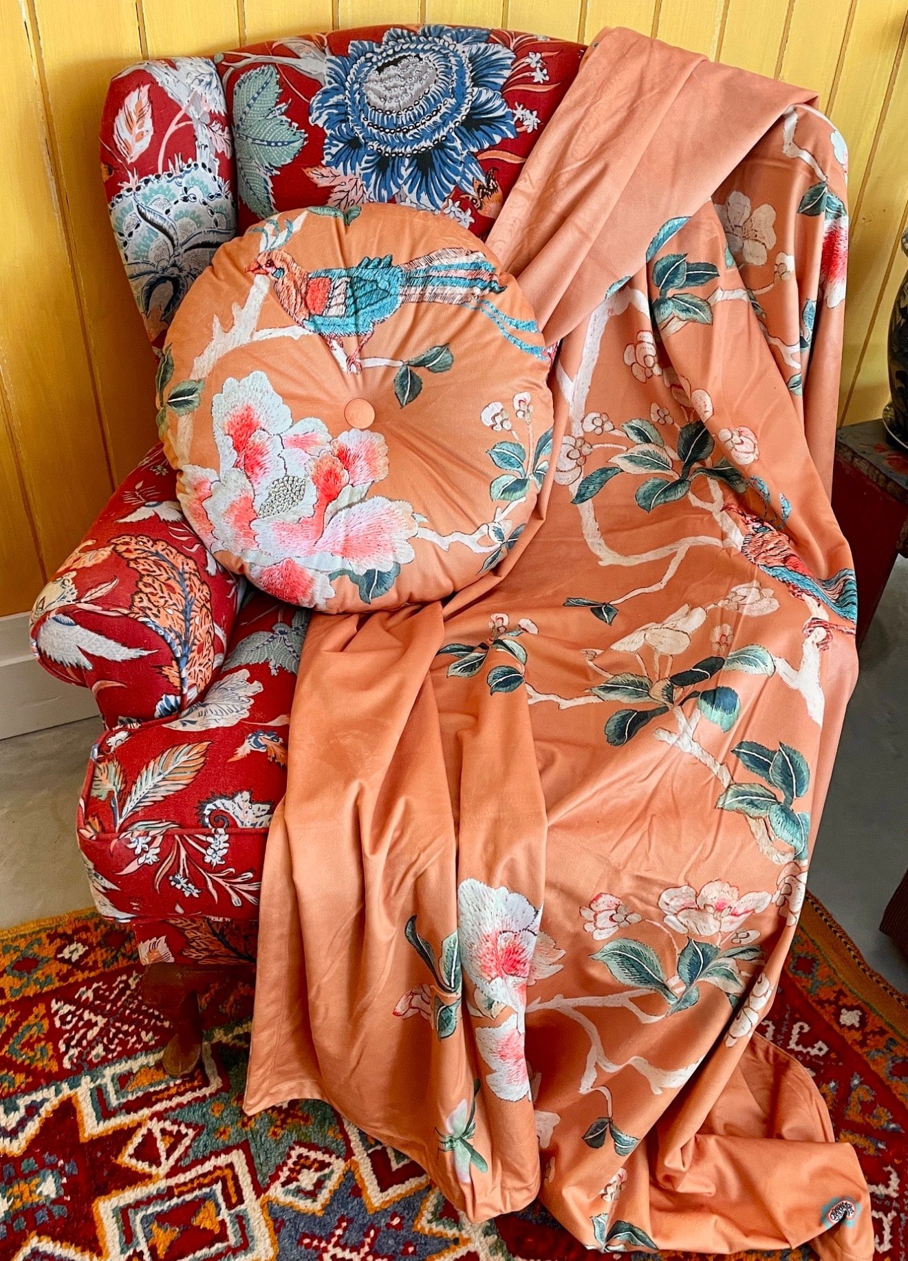 Velvet Throw - Gold Chinoiserie
