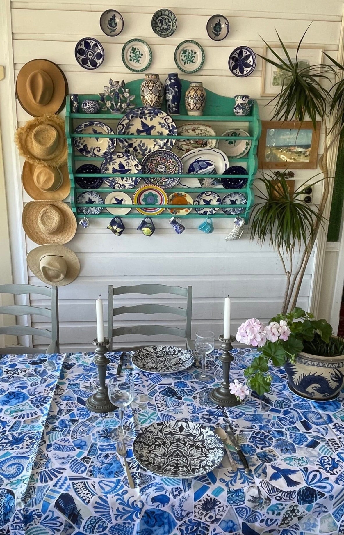 Canvas Tablecloth - Blue Mosaic