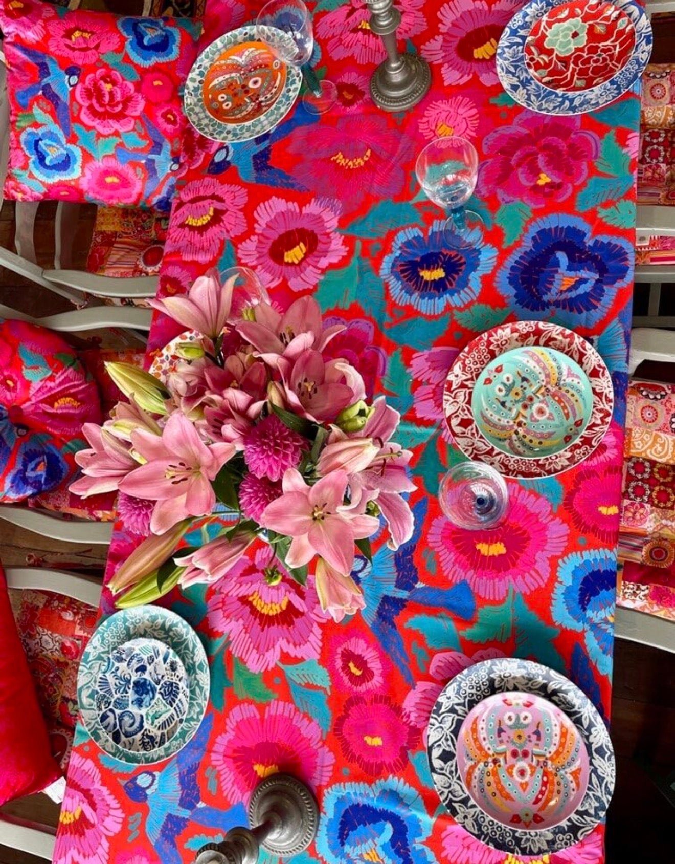 Canvas Tablecloth - Birds & Roses