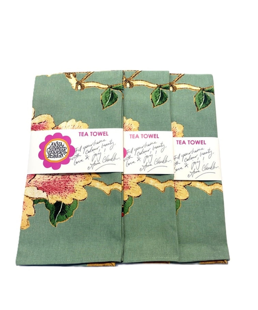 Tea Towel - Celadon Chinoiserie
