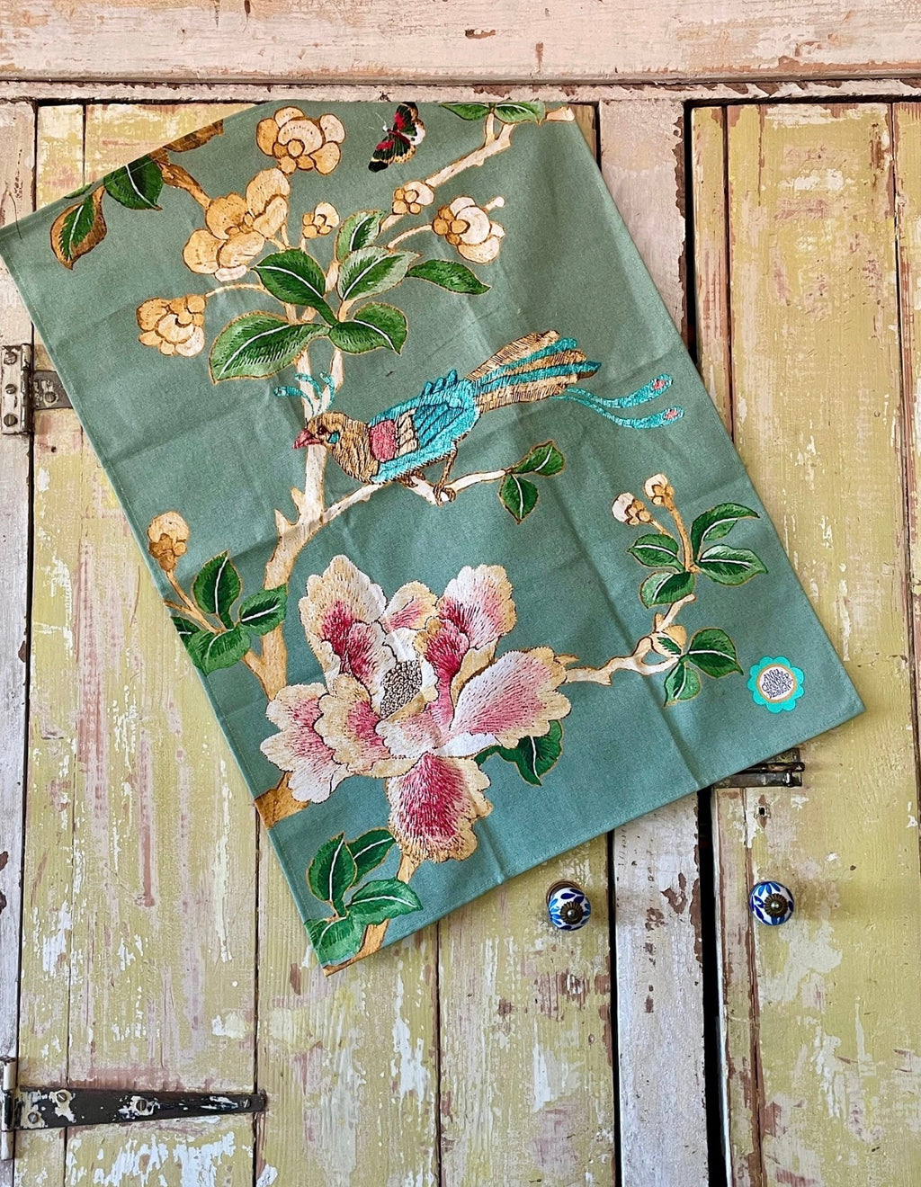 Tea Towel - Celadon Chinoiserie