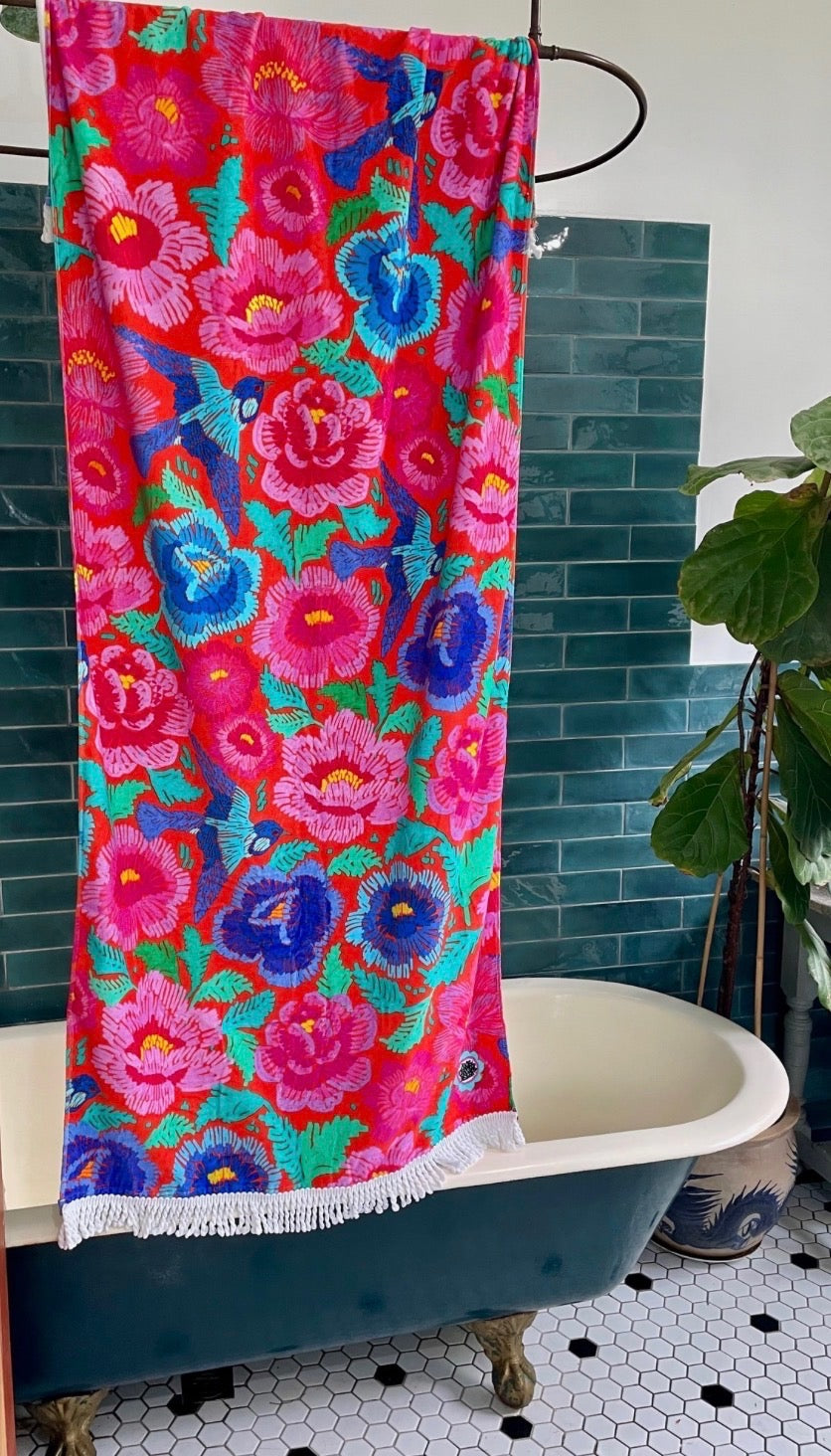 Beach Towel - Birds & Roses