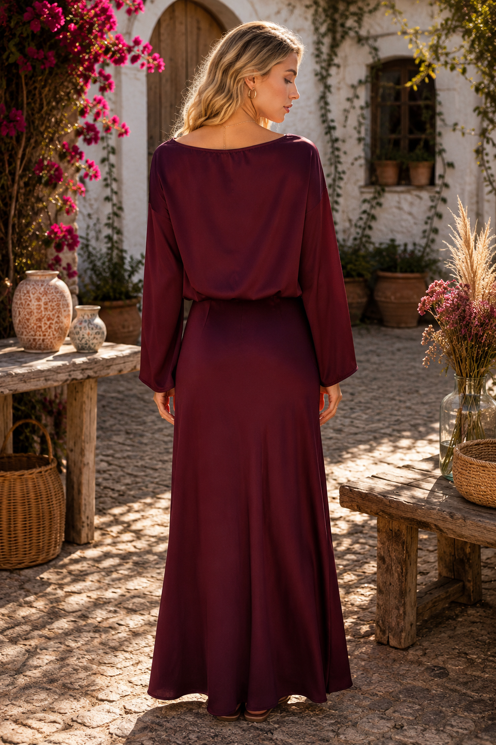 Wine Maxi Skirt