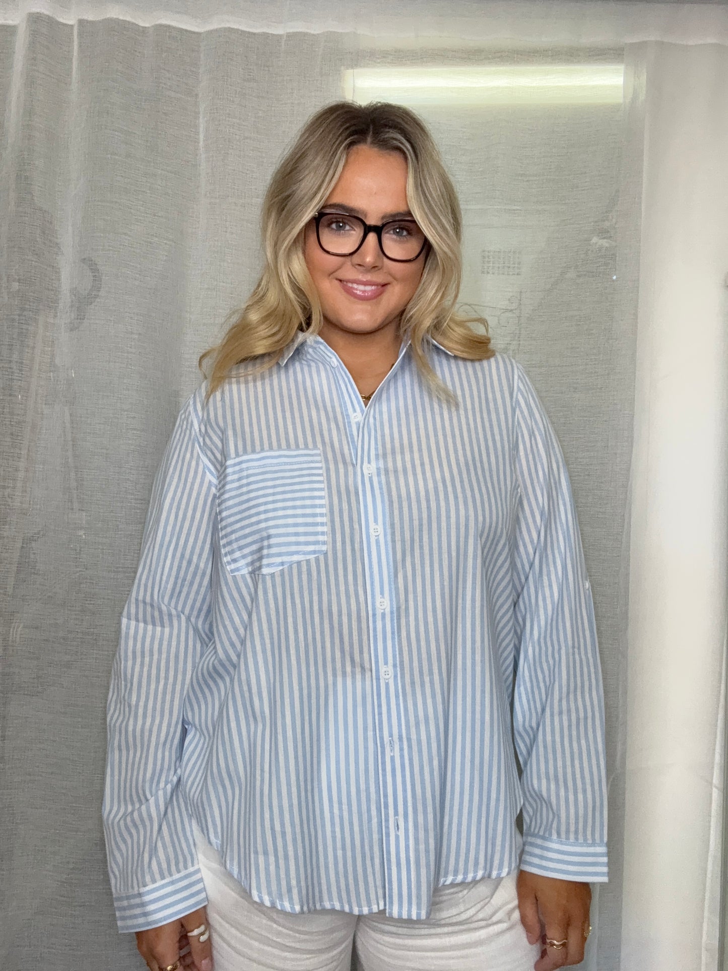 Blue Stripe - Button Up