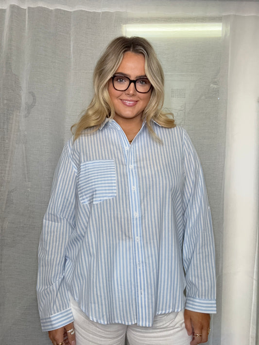 Blue Stripe - Button Up