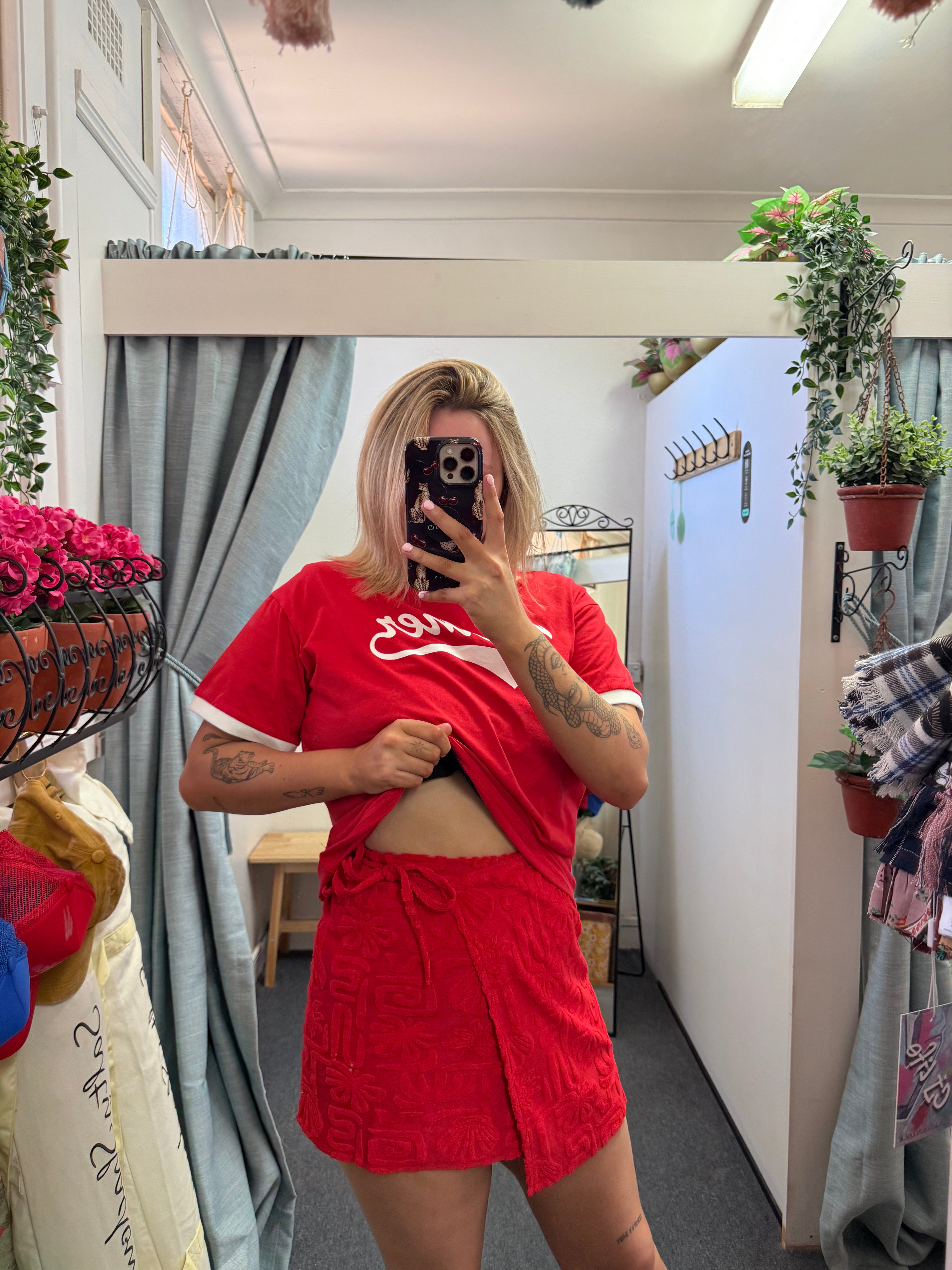 Red Terry Towelling Skirt - By Frankie
