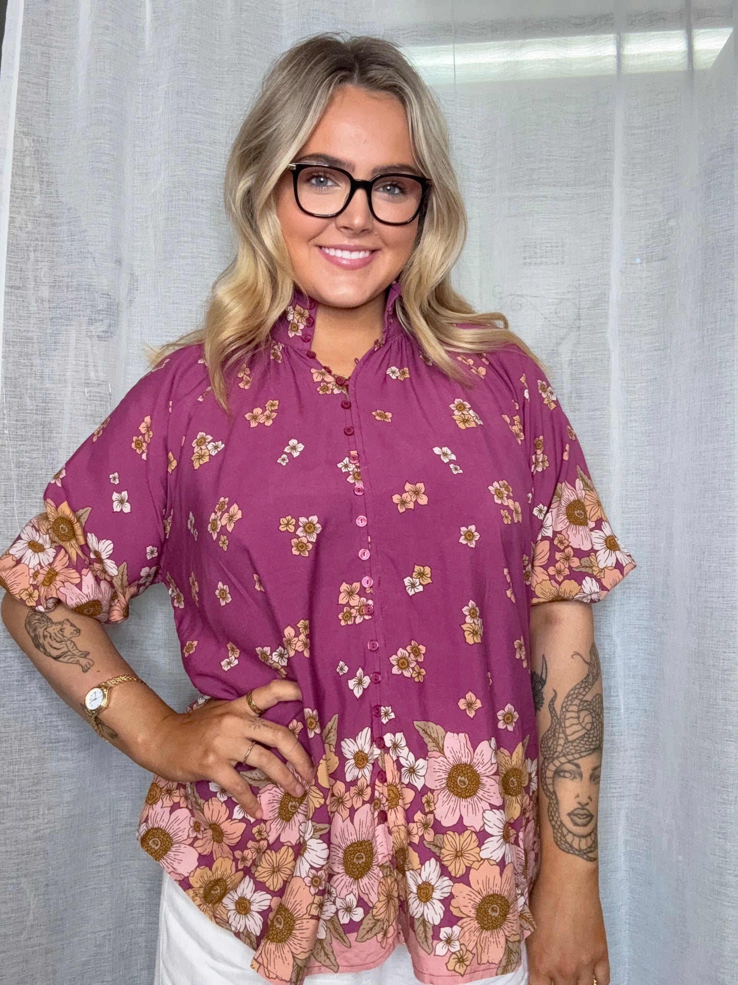 Arden Blouse - Bee Orchid