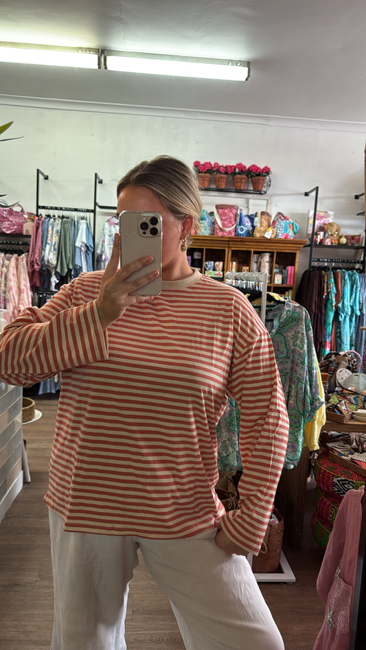 By Frankie Long Sleeve - Peach & Beige