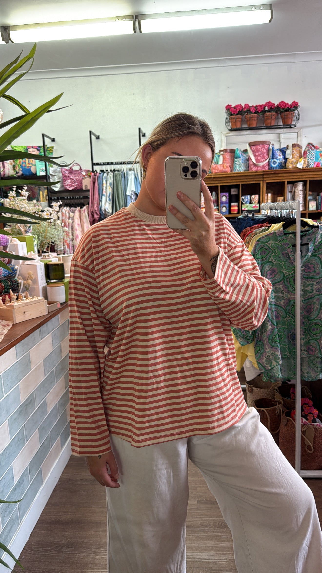 By Frankie Long Sleeve - Peach & Beige